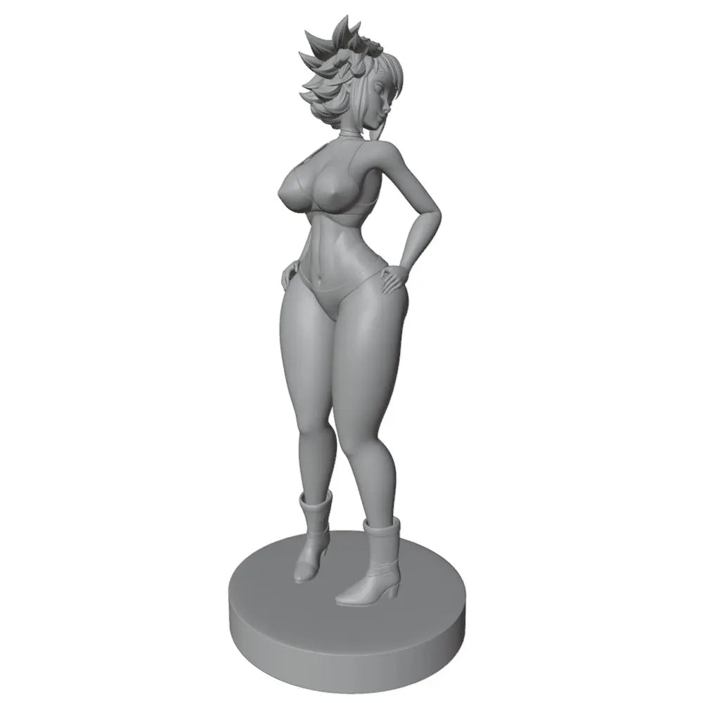 75mm Magenta-Haired Pin-up in Crop Top, Resin Model Figure Kit, Unassembled and Unpainted