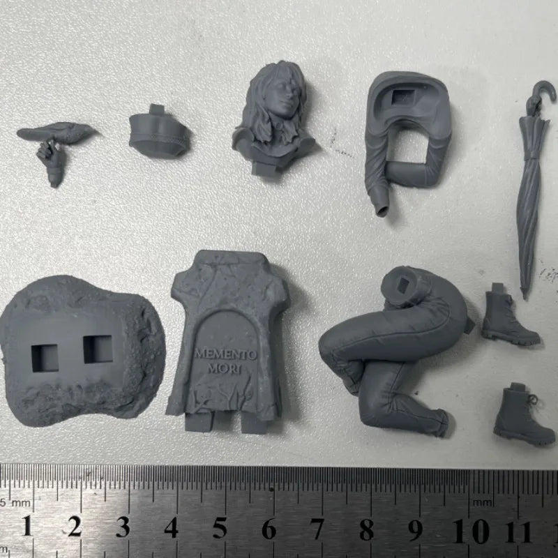 1/24 Dark Fantasy Female Warrior with Raven, Resin Model Figure Kit, Fantasy Theme, Unassembled and Unpainted