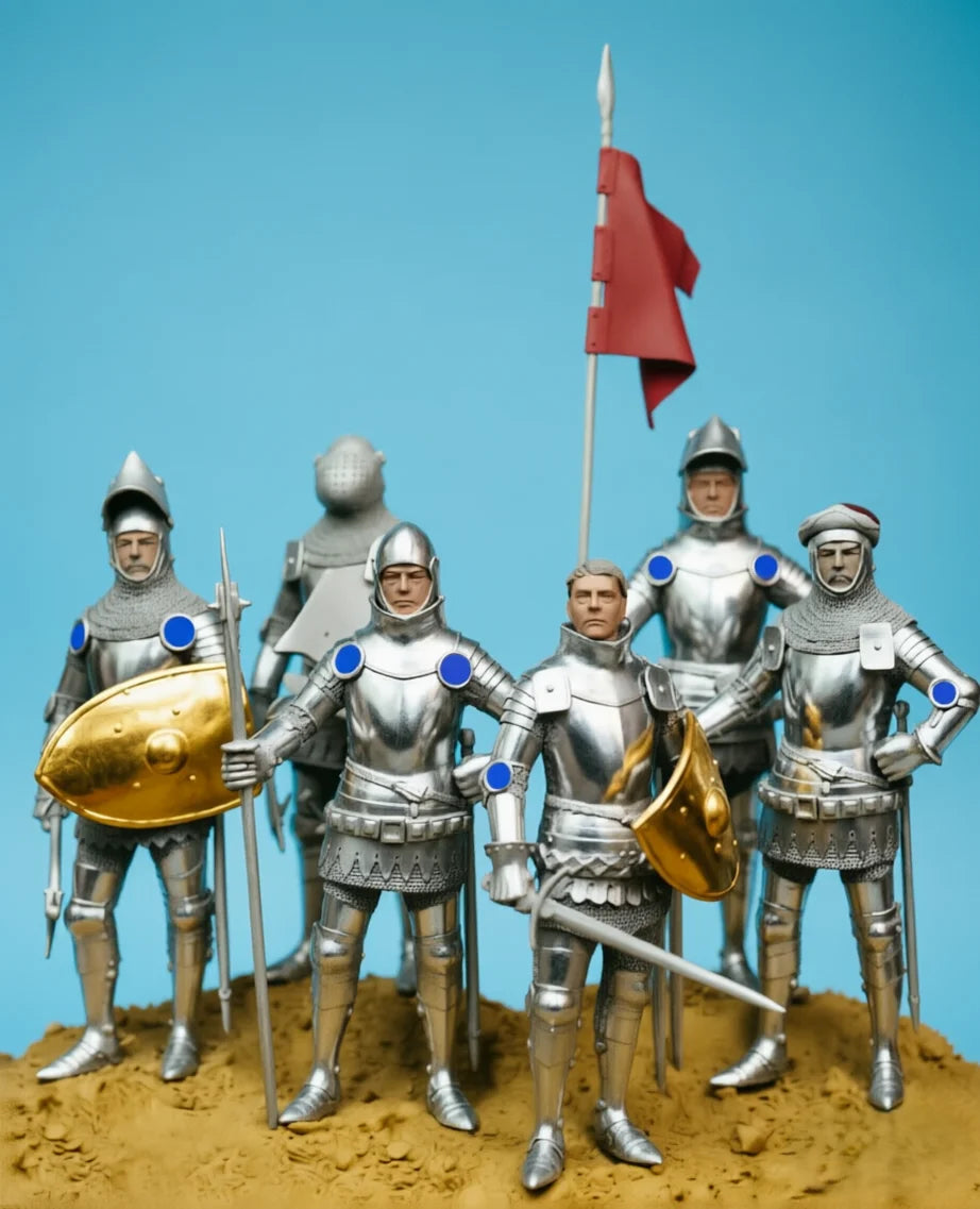 1/24 Medieval Knights in Plate Armor, 5 Figures, Resin Model Figure Kit, Unassembled and Unpainted