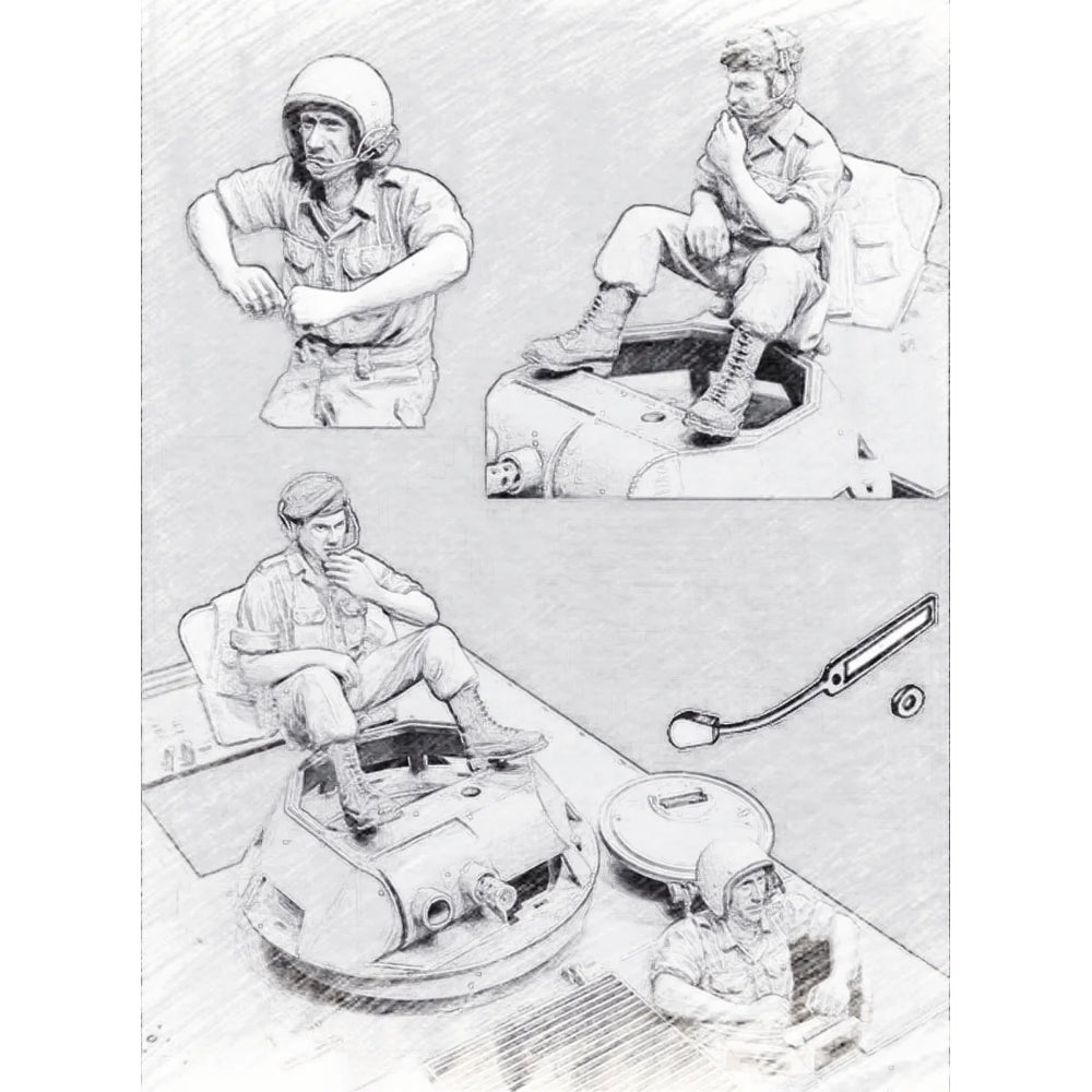 1/35 Cold War Soviet Vehicle Crew, 2 Figures, Resin Model Figure Kit, Unassembled and Unpainted