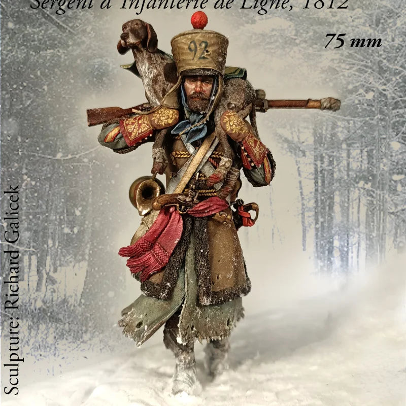 75mm Napoleonic French Sergeant, Resin Model Figure Kit, Unassembled and Unpainted