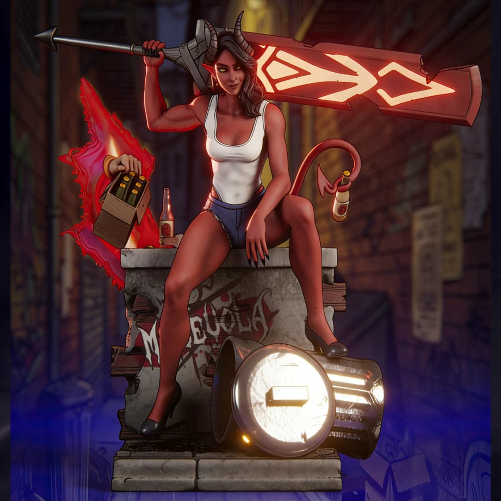 1/12 Devil Girl Warrior, Resin Model Figure Kit, Fantasy Theme, Unassembled and Unpainted