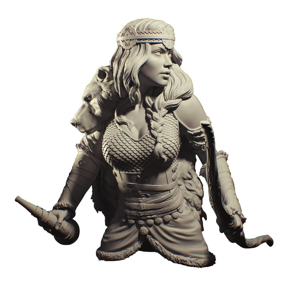 1/10 Dual Axe Warrior in Armor, Resin Model Bust Kit, Fantasy Theme, Unassembled and Unpainted