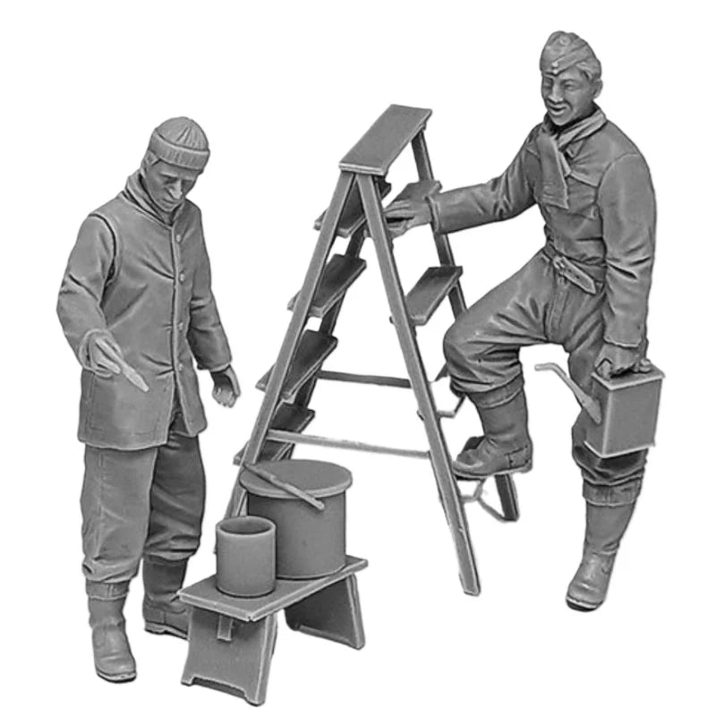 1/32 WWII German Fortification Crew, 3 Figures, Resin Model Figure Kit, Unassembled and Unpainted