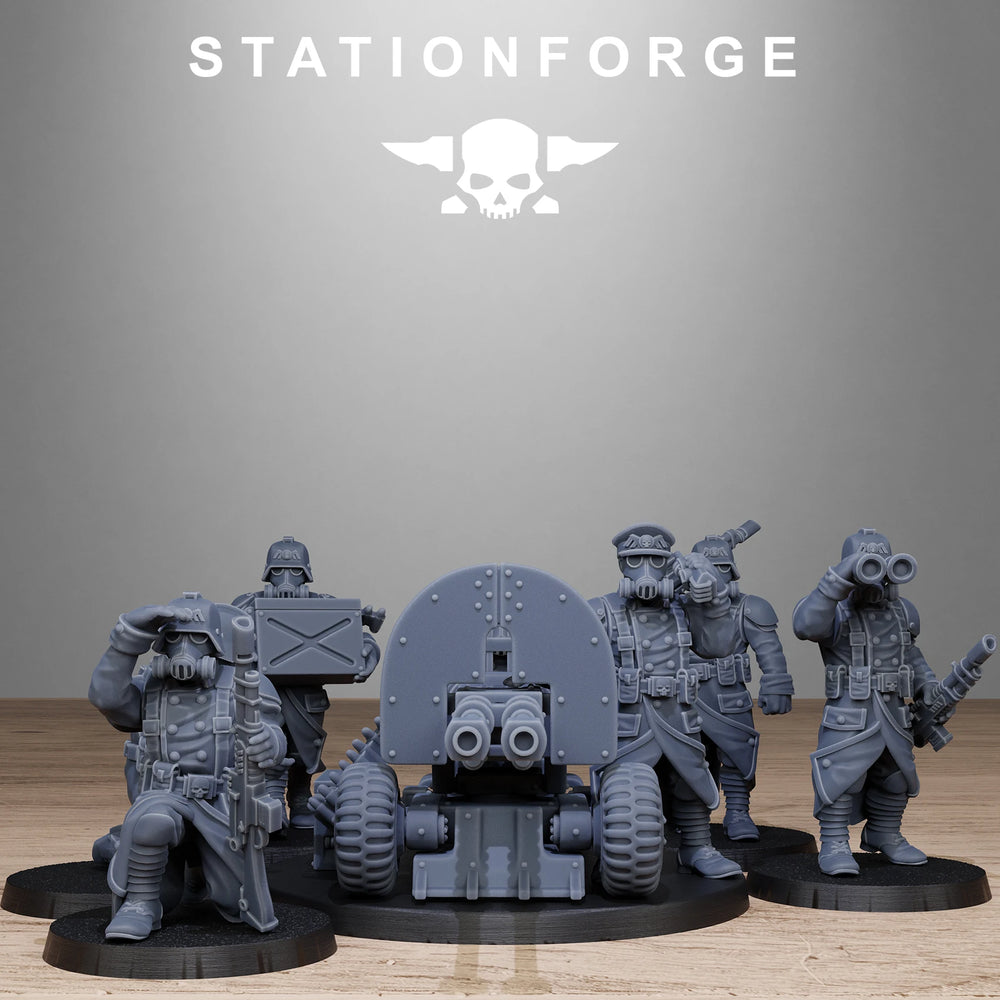 28mm GrimGuard Heavy Weapons Squad, 20 Figures, Resin Model Figure Kit, Sci-Fi Theme, Unassembled and Unpainted