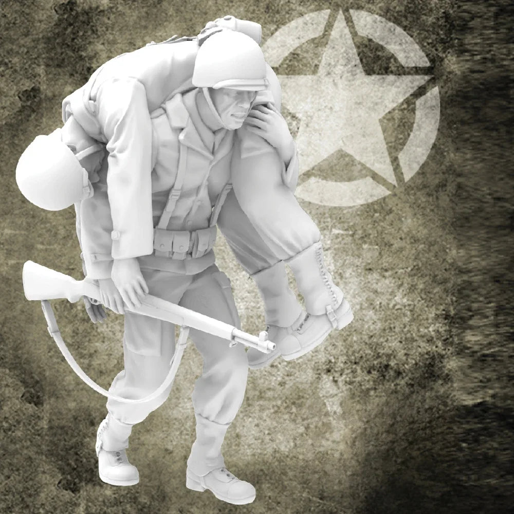 1/35 WWII US Wounded Soldier, Resin Model Figure Kit, Unassembled and Unpainted