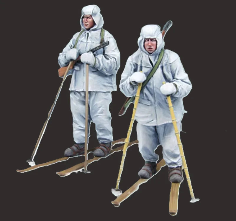 1/35 WWII German Winter Mountain Troops, 2 Figures, Resin Model Figure Kit, Unassembled and Unpainted