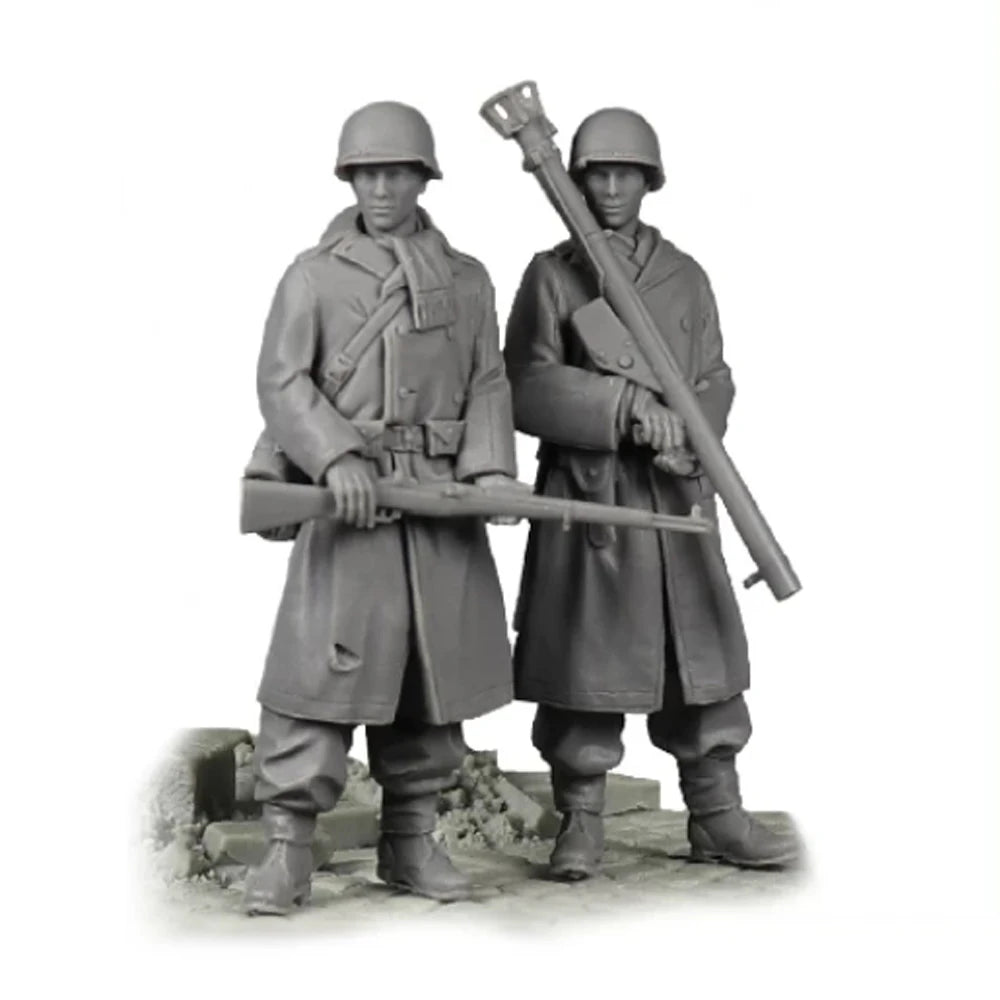1/35 WWII US Bazooka Anti-Tank Team, 2 Figures, Resin Model Figure Kit, Unassembled and Unpainted