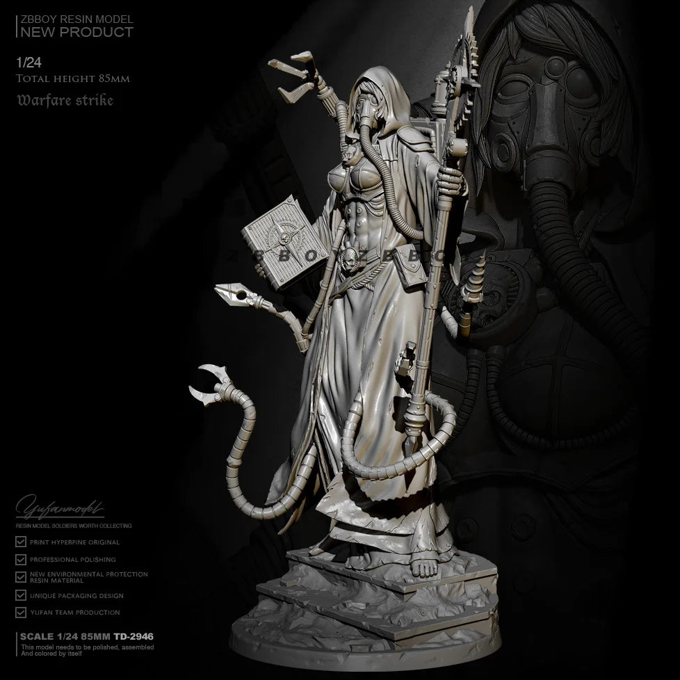 1/24 Sorceress with Summoned Serpents, Resin Model Figure Kit, Fantasy Theme, Unassembled and Unpainted