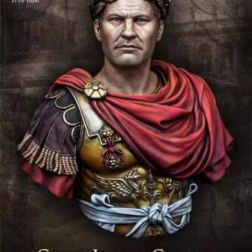 1/10 Ancient Roman General in Red Cloak with Laurel Crown, Resin Model Bust Kit, Unassembled and Unpainted