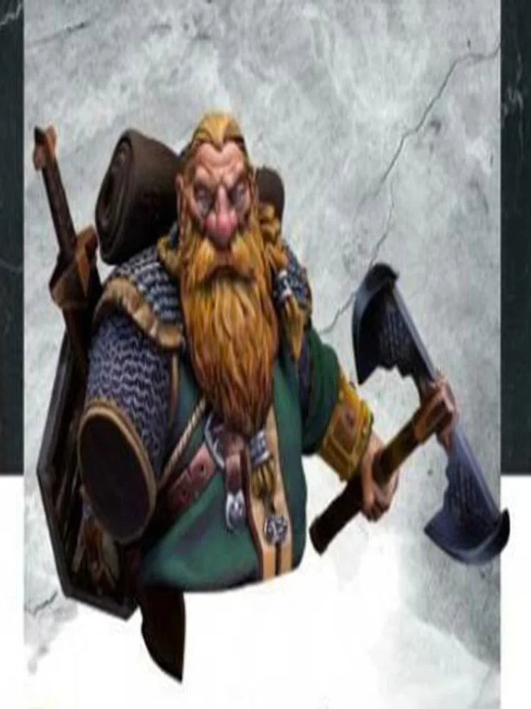 1/12 Dwarf Warrior with Orange Beard and Axe, Resin Model Bust Kit, Fantasy Theme, Unassembled and Unpainted