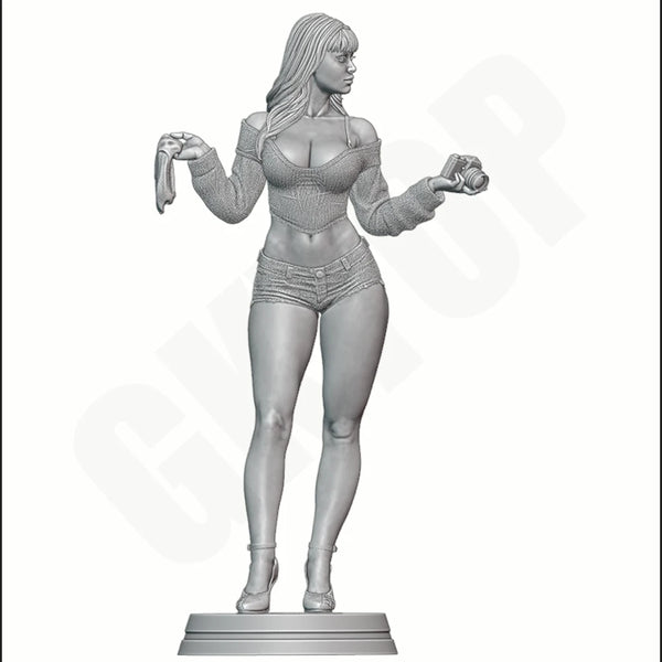 Pretty Lady with Umbrella, Resin Model Figure Kit, Unassembled and Unpainted