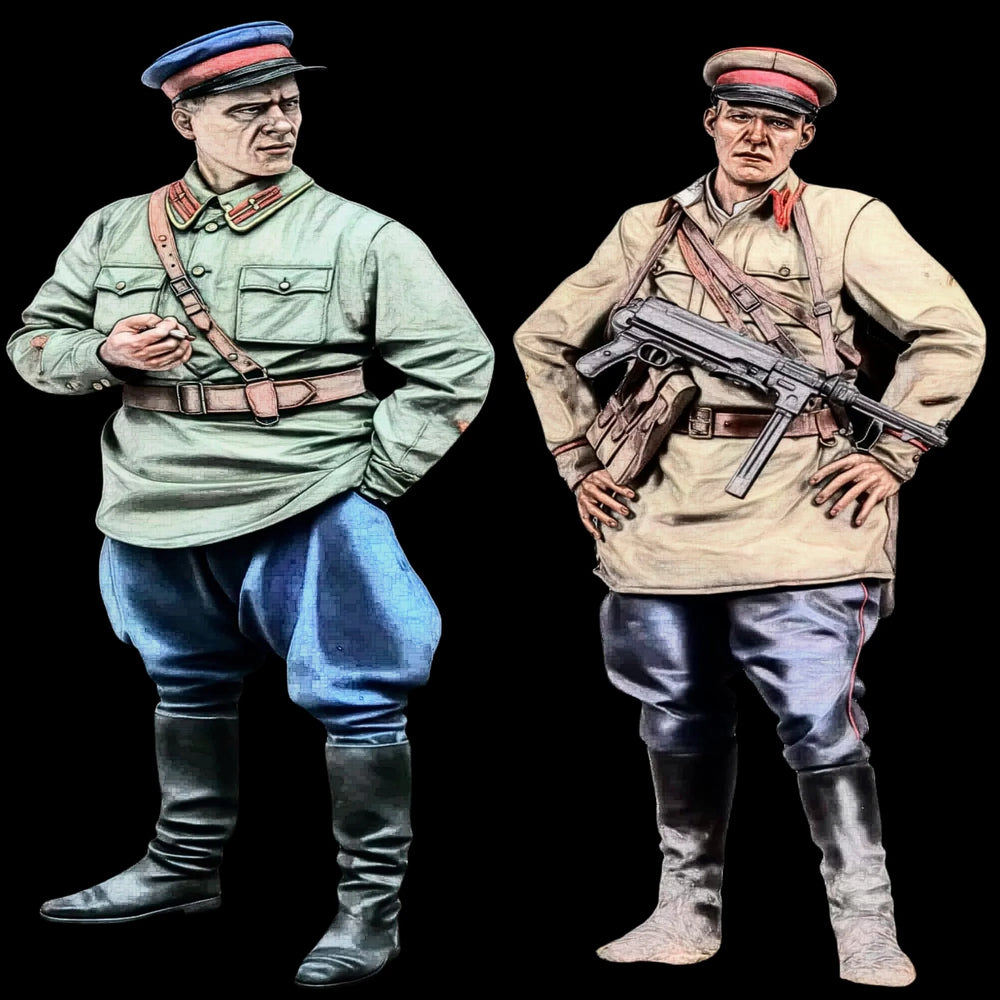 1/35 WWII Soviet Officers and Infantry, 2 Figures, Resin Model Figure Kit, Unassembled and Unpainted