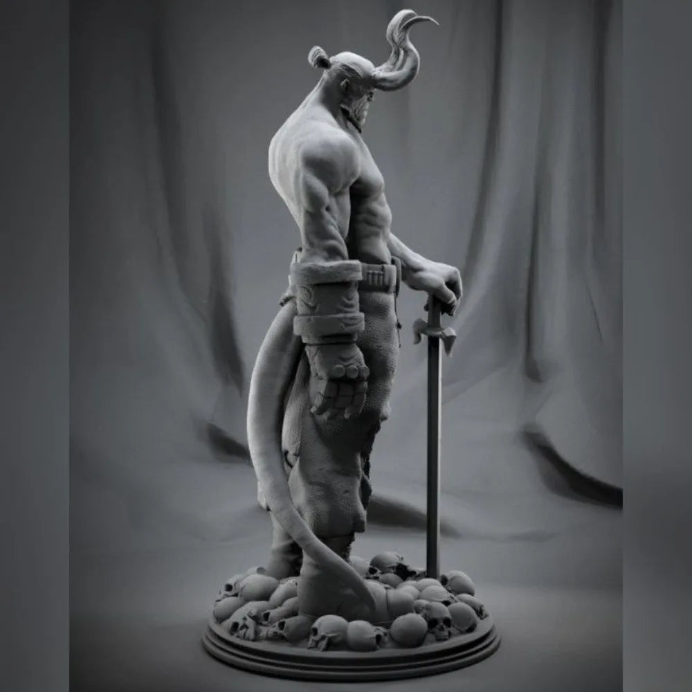 Red Demon Warrior, Resin Model Figure Kit, Fantasy Theme, Unassembled and Unpainted