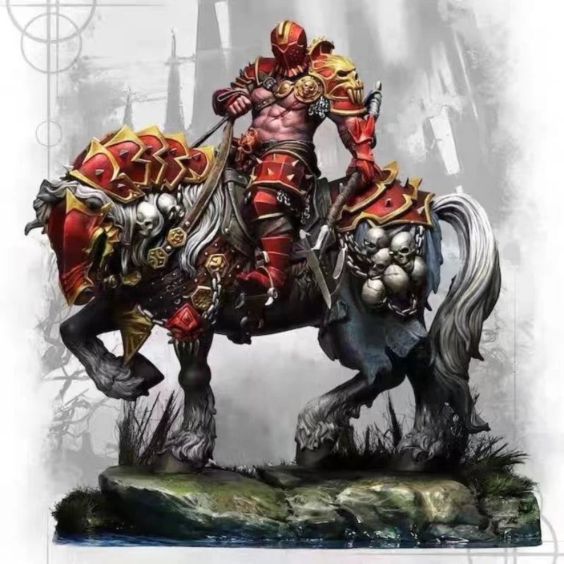 1/24 Ornate Knight on Horned Demon Mount, Resin Model Figure Kit, Fantasy Theme, Unassembled and Unpainted