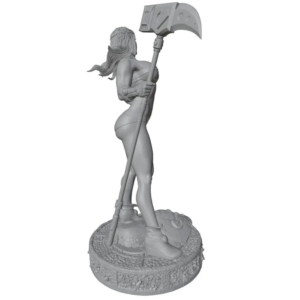 1/24 Female Warrior with Axe, Resin Model Figure Kit, Fantasy Theme, Unassembled and Unpainted