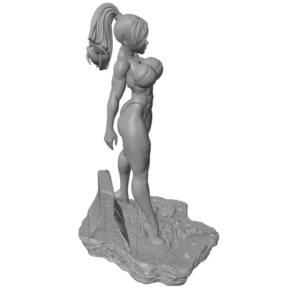 75mm Fantasy Female Pin-up on Rocky Base, Resin Model Figure Kit, Unassembled and Unpainted