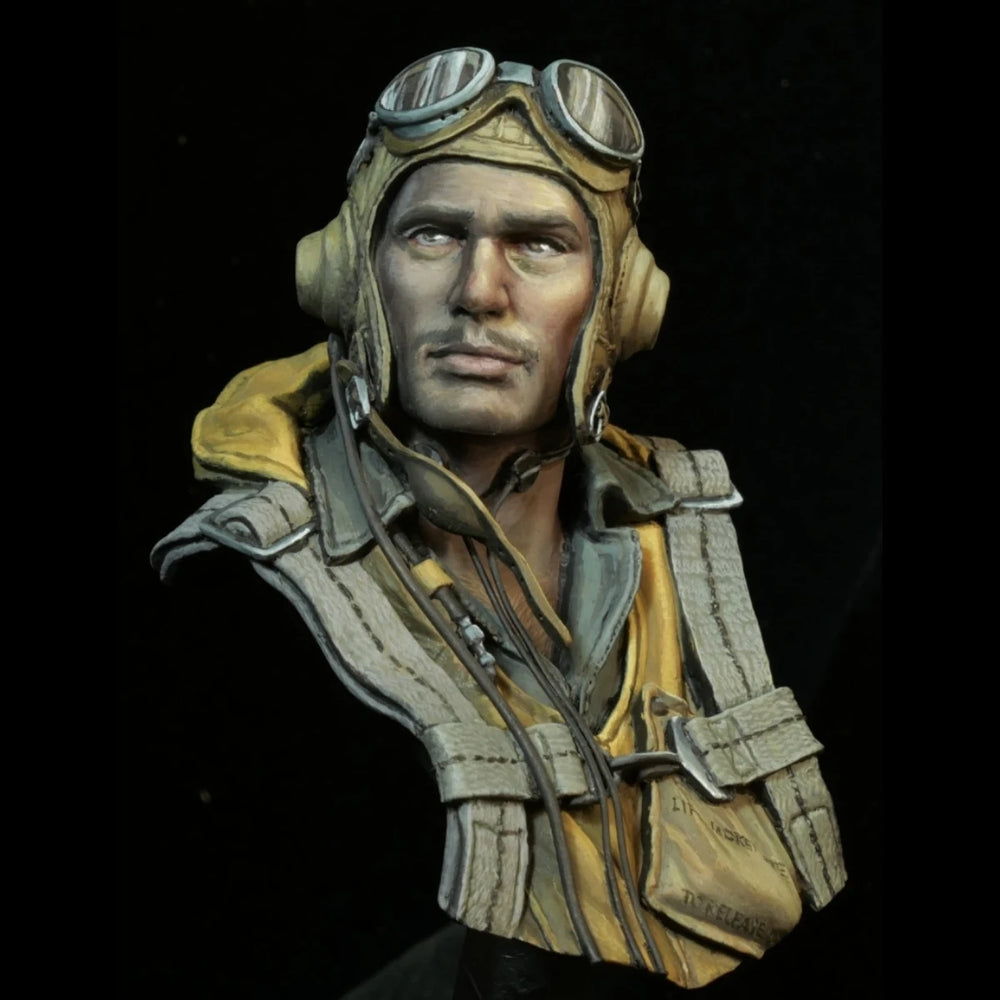1/10 WWII U.S. Navy Pilot, Resin Model Bust Kit, Unassembled and Unpainted