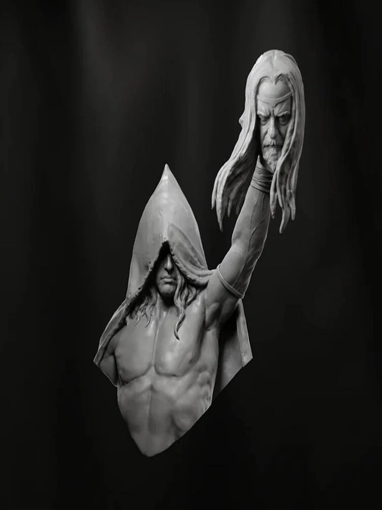 1/12 Medieval High Elf Sorceress with Raised Hand, Resin Model Bust Kit, Unassembled and Unpainted