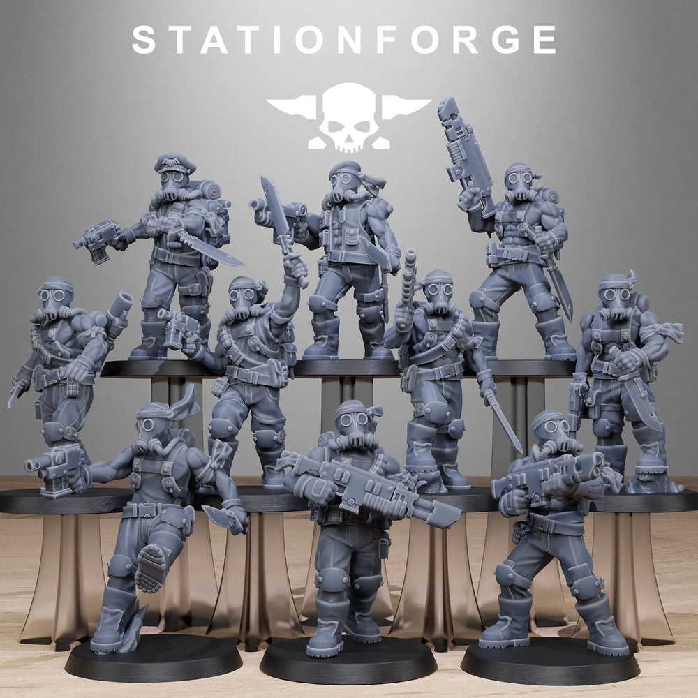 GrimGuard Jungle Fighters, 8 Figures, Resin Model Figure Kit, Sci-Fi Theme, Unassembled and Unpainted