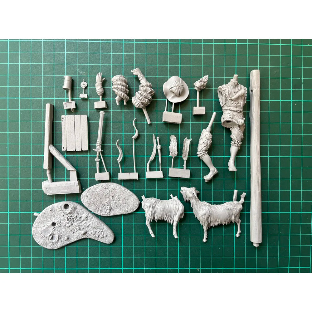 75mm Mercenary Battle, Resin Model Diorama Kit, Fantasy Theme, Unassembled and Unpainted