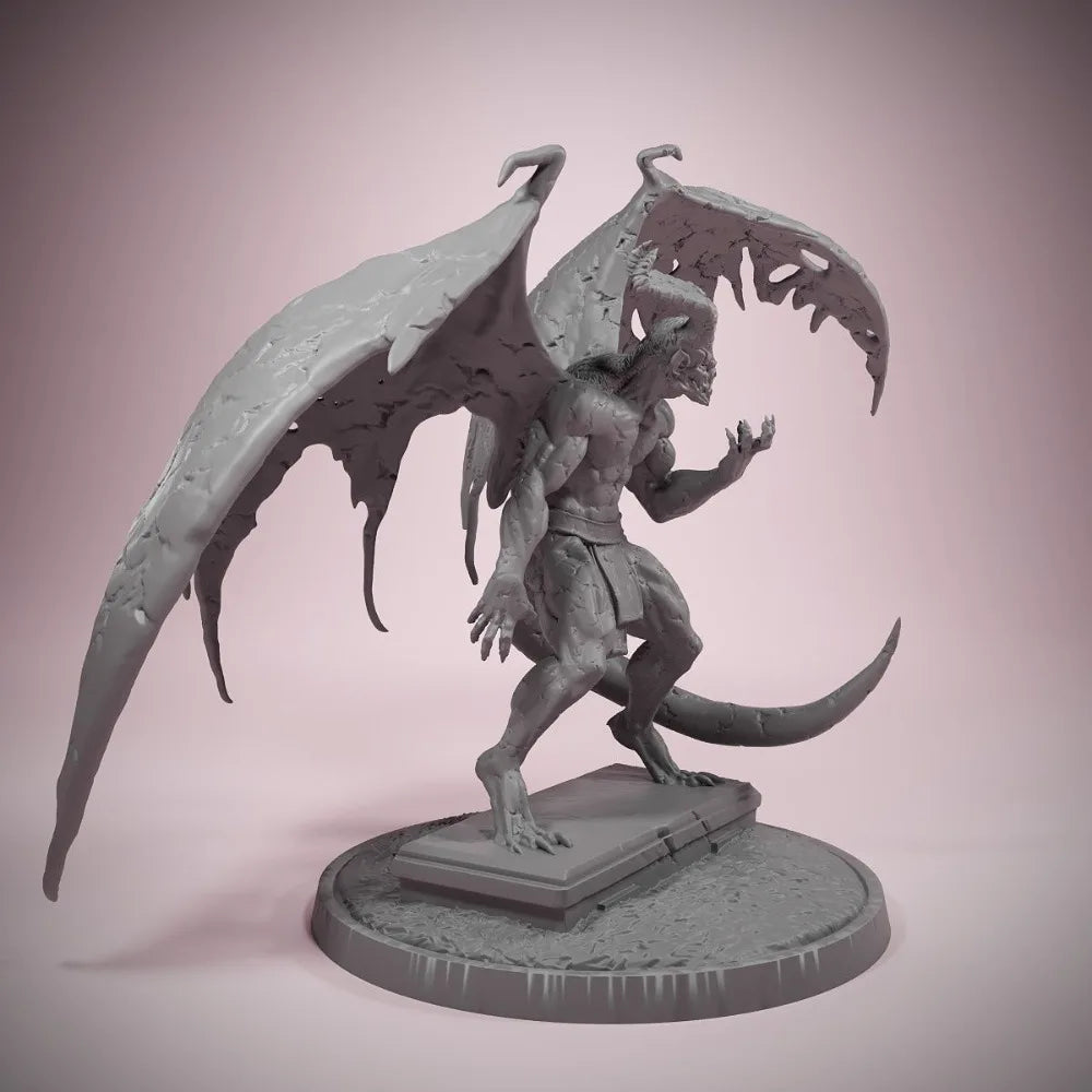 75mm Horned Demon with Bat Wings, Resin Model Figure Kit, Fantasy Theme, Unassembled and Unpainted