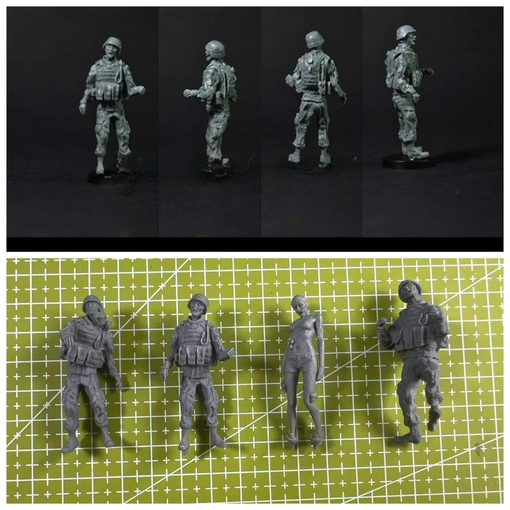 1/35 Modern US Combat Infantry Standing and Prone, 4 Figures, Resin Model Figure Kit, Unassembled and Unpainted
