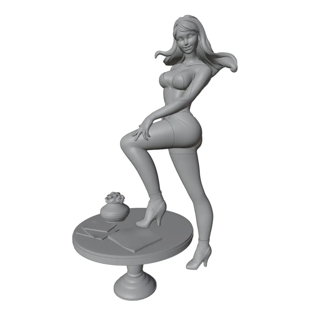 1/24 Bikini Pin-up with Flowing Hair, Resin Model Figure Kit, Unassembled and Unpainted