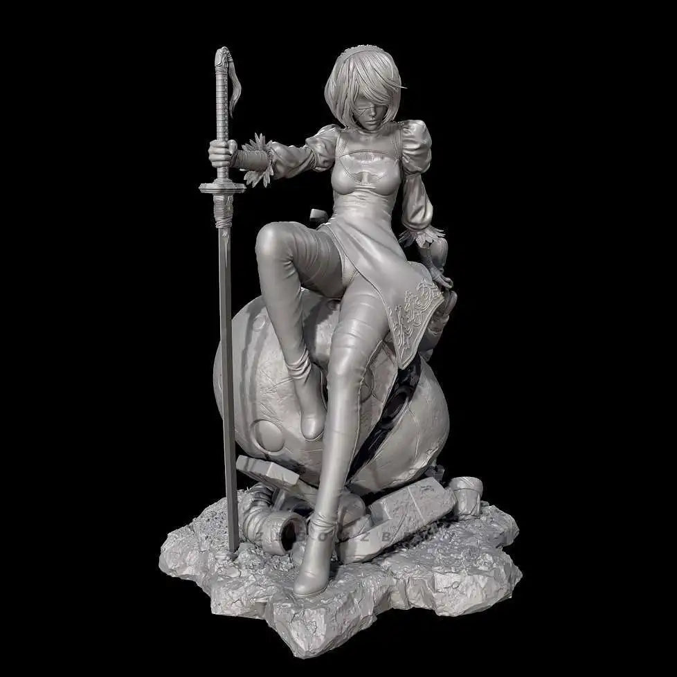 80mm Female Swordsman, Resin Model Figure Kit, Fantasy Theme, Unassembled and Unpainted