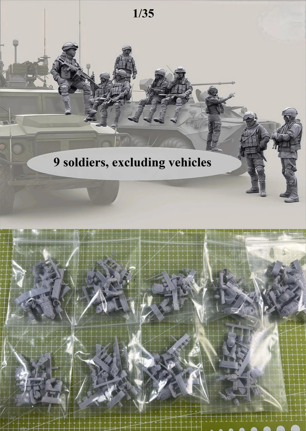 1/35 Modern Tactical Soldiers Urban Assault, 9 Figures, Resin Model Figure Kit, Unassembled and Unpainted