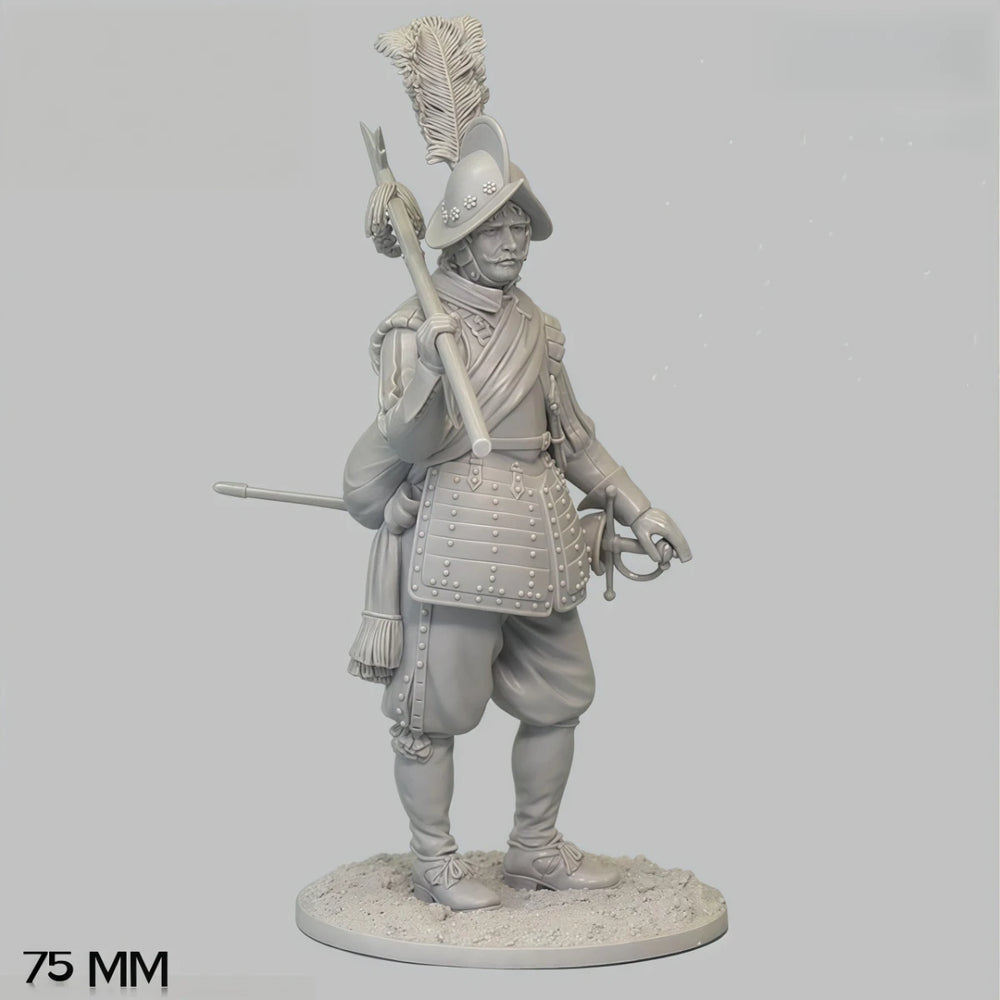 75mm Medieval Renaissance Landsknecht Sergeant, Resin Model Figure Kit, Unassembled and Unpainted