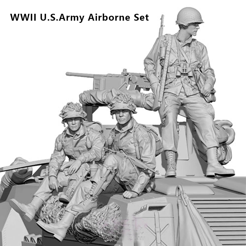 1/35 WWII US Airborne Squad, 4 Figures, Resin Model Figure Kit, Unassembled and Unpainted