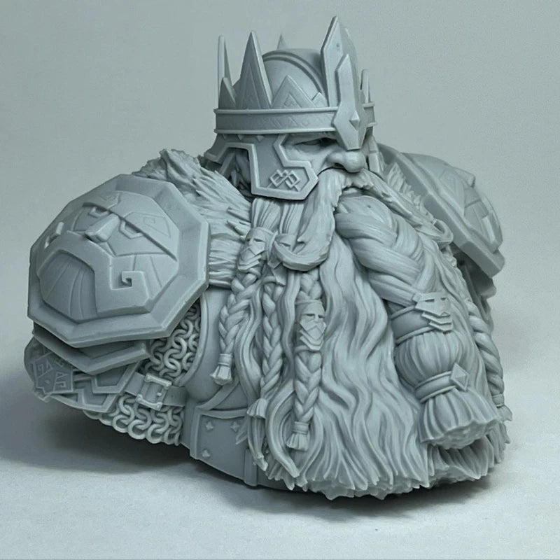 1/12 Medieval Dwarf King with Ornate Braided Beard, Resin Model Bust Kit, Unassembled and Unpainted