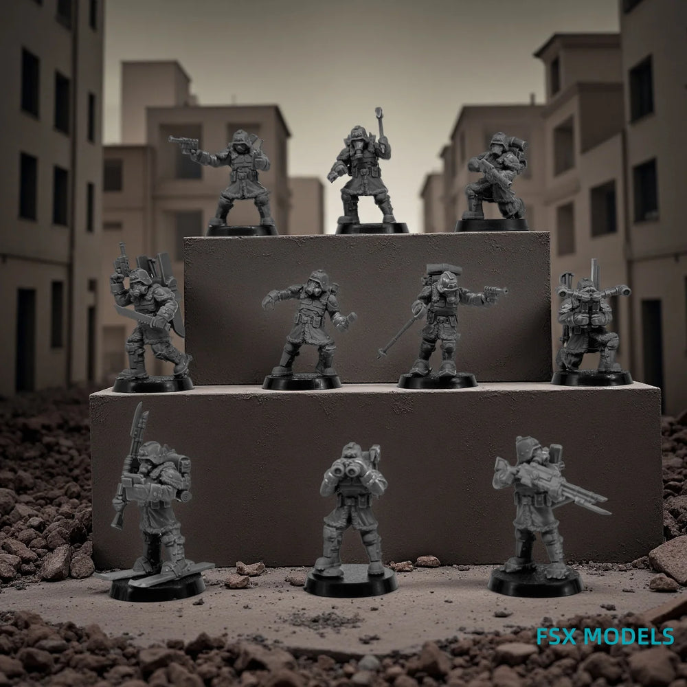 Grim Guard Frostwatch, 10 Figures, Resin Model Figure Kit, Sci-Fi Theme, Unassembled and Unpainted