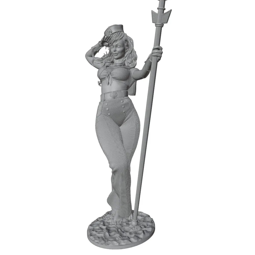 1/24 Sea Goddess with Trident, Resin Model Figure Kit, Fantasy Theme, Unassembled and Unpainted