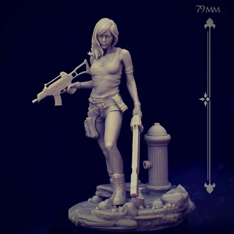 1/24 Female Warrior Soldier, Resin Model Figure Kit, Unassembled and Unpainted