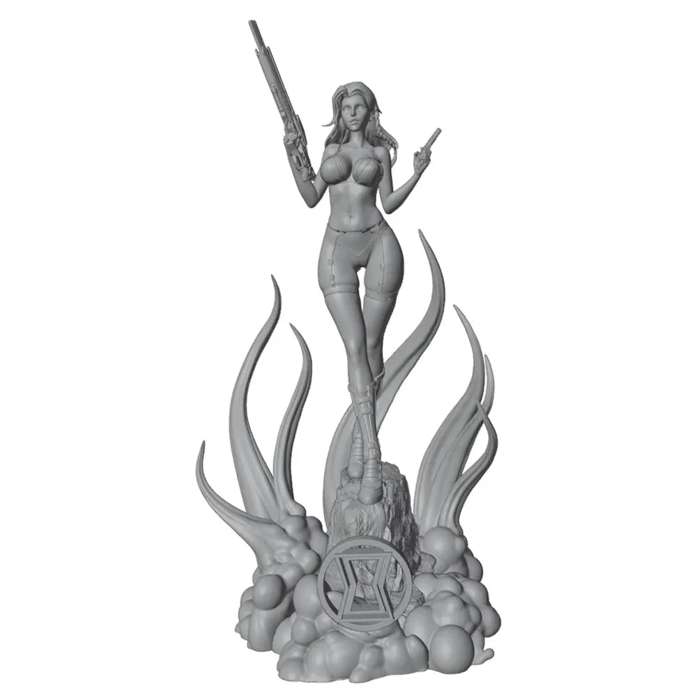 1/24 Dual-Sword Warrior on Tentacle Base, Resin Model Figure Kit, Fantasy Theme, Unassembled and Unpainted
