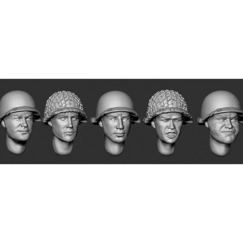 1/35 WWII American Paratroop Heads, 10 Figures, Resin Model Bust Kit, Unassembled and Unpainted