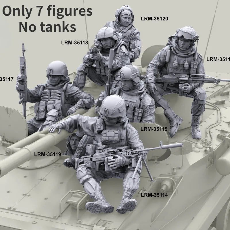 1/35 Modern Tactical Squad with Vehicle, 7 Figures, Resin Model Figure Kit, Unassembled and Unpainted