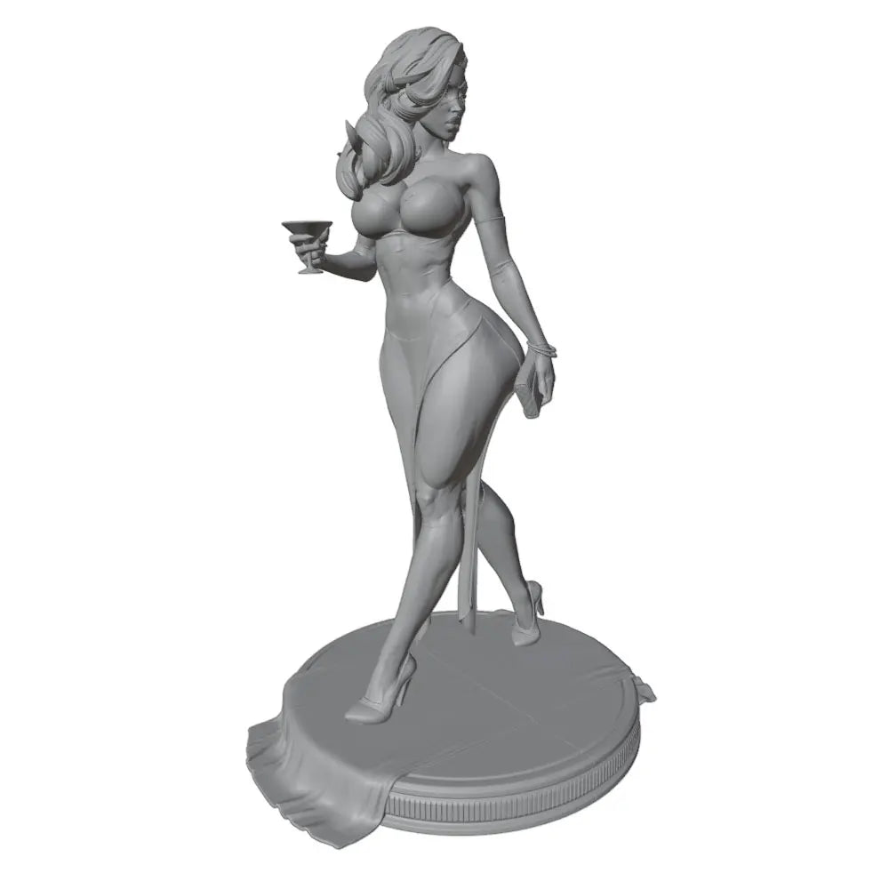 1/24 White-Haired Pin-up, Resin Model Figure Kit, Unassembled and Unpainted