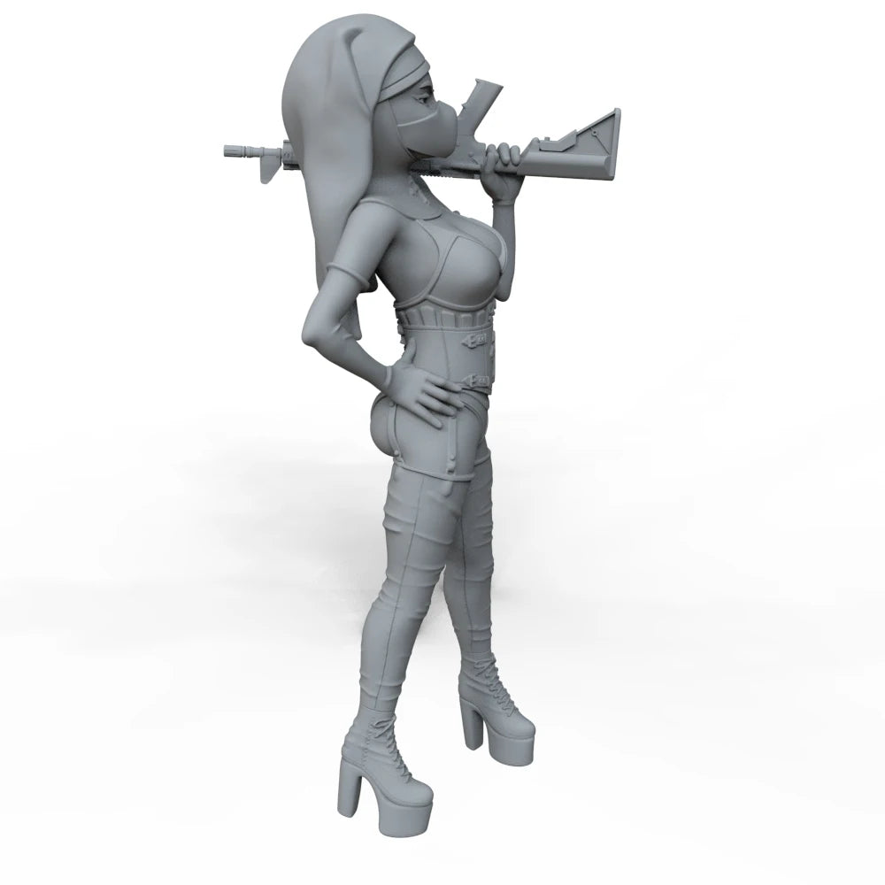 1/24 Female Warrior Nun, Resin Model Figure Kit, Fantasy Theme, Unassembled and Unpainted