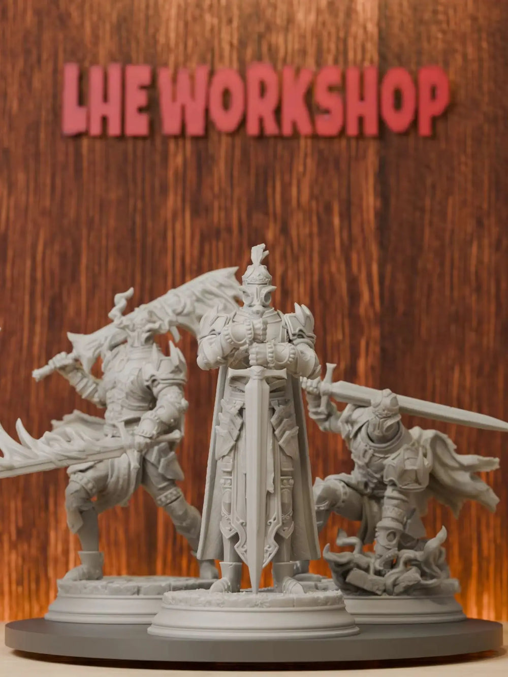 38mm Arcane Armor Trio, 3 Figures, Resin Model Figure Kit, Fantasy Theme, Unassembled and Unpainted