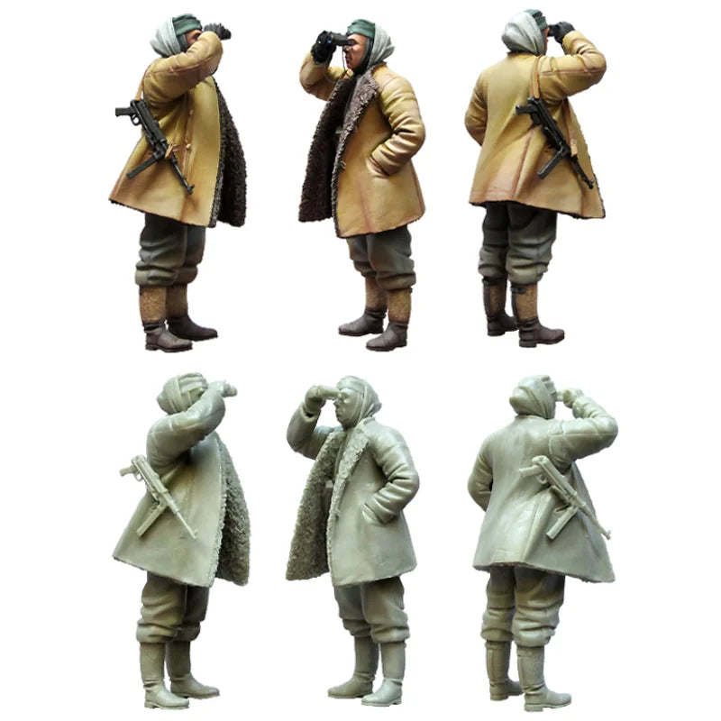 1/35 WWI German Officer in Greatcoat with Binoculars, Resin Model Figure Kit, Unassembled and Unpainted