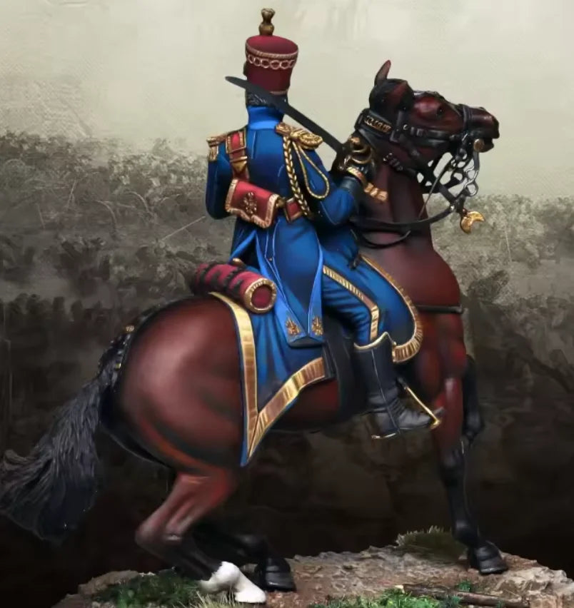 54mm Napoleonic French Hussar Officer, Resin Model Figure Kit, Unassembled and Unpainted