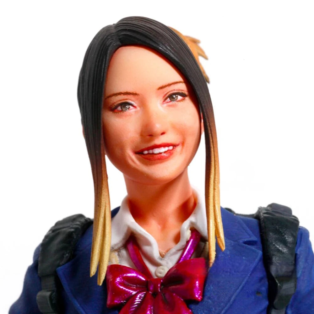 1/12 Schoolgirl in Brown Blazer with Blue Neck Bow, Resin Model Figure Kit, Anime Theme, Unassembled and Unpainted