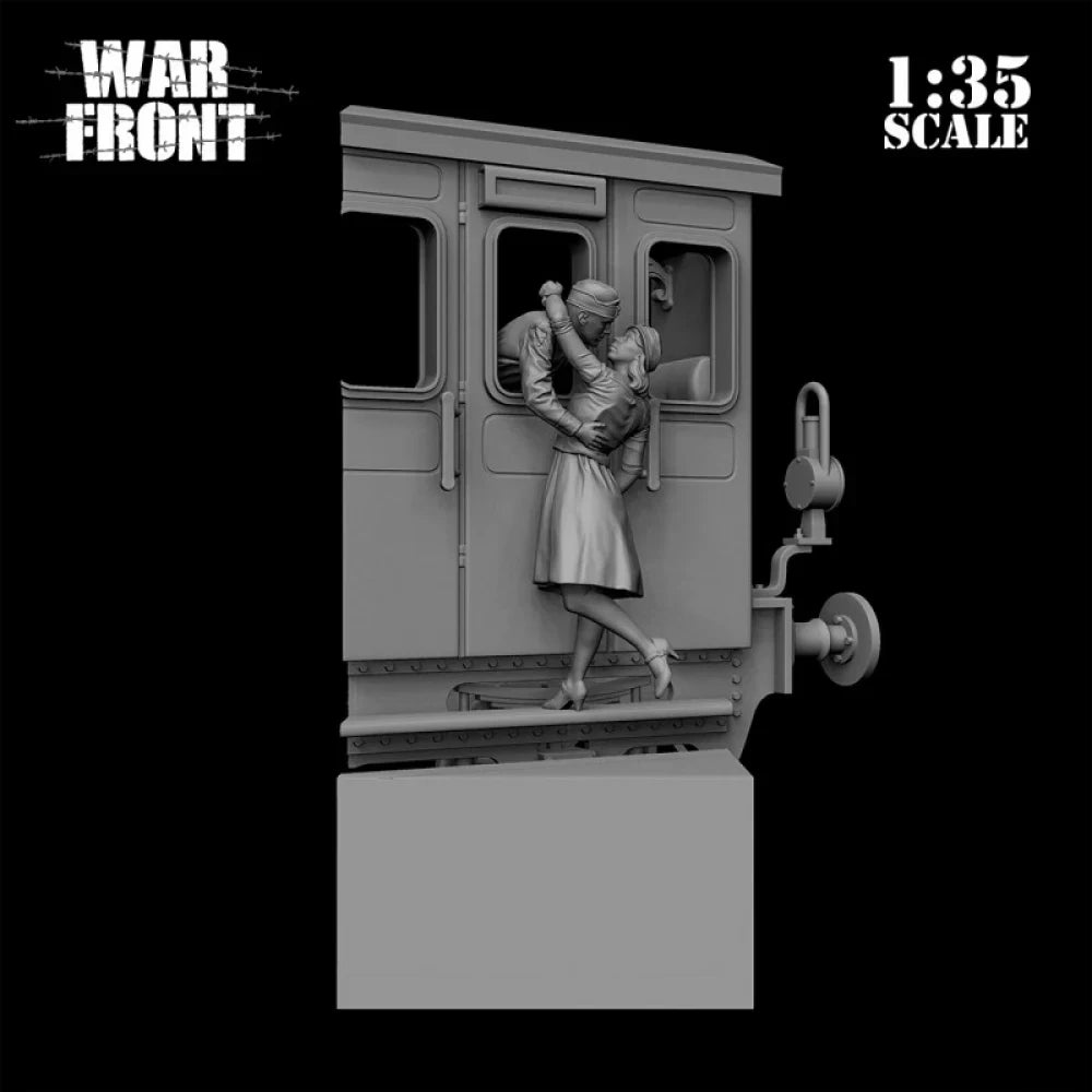 1/35 WWII 1930s Railway Guard Van, 2 Figures, Resin Model Diorama Kit, Unassembled and Unpainted