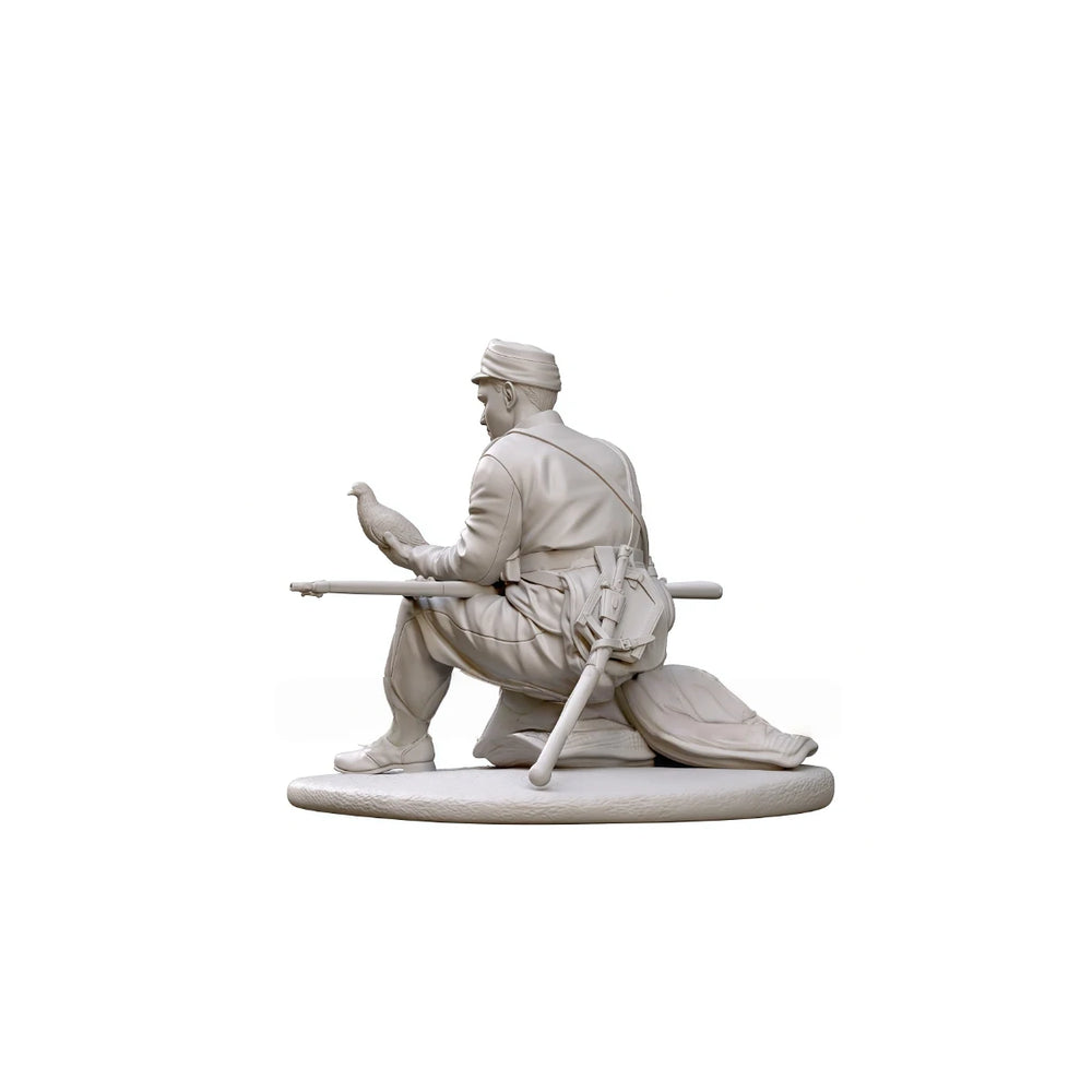 75mm WWII Infantry Messenger with Dove, 2 Figures, Resin Model Figure Kit, Unassembled and Unpainted