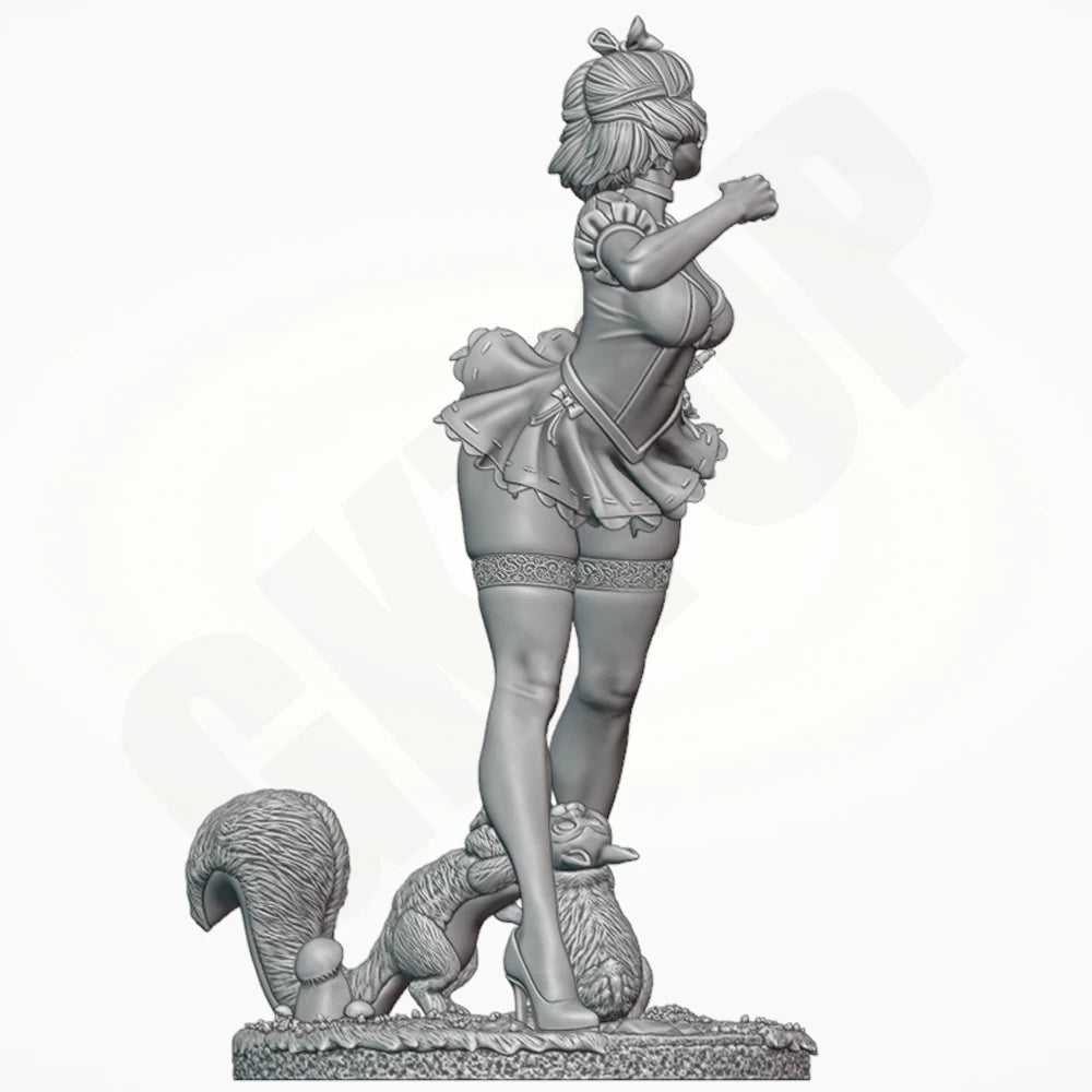 1/24 Enchantress with Squirrel Familiars, Resin Model Figure Kit, Fantasy Theme, Unassembled and Unpainted