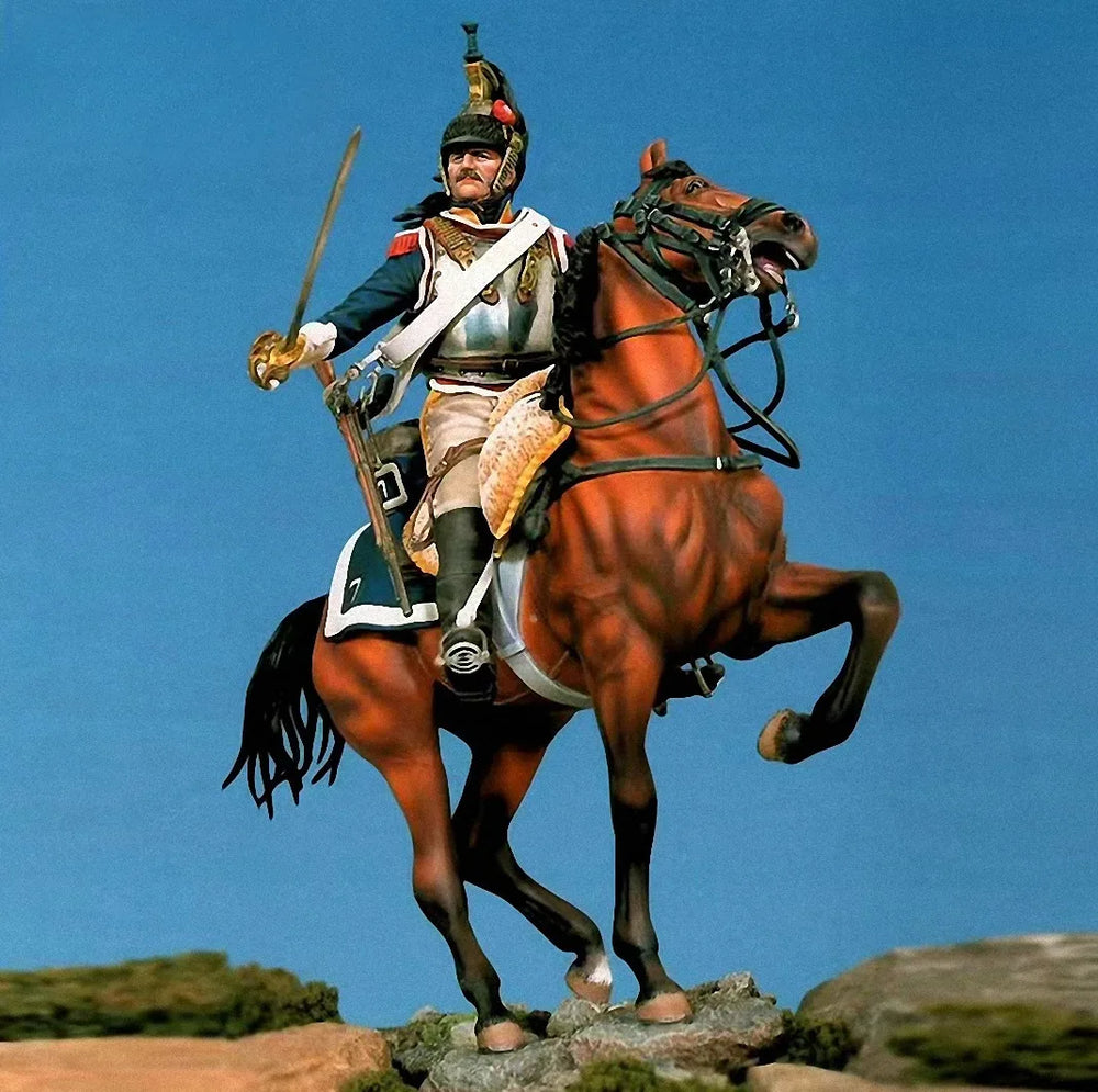 90mm Napoleonic French Dragoon, Resin Model Figure Kit, Unassembled and Unpainted