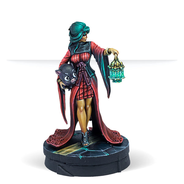 Witch Sorceress with Familiars, Resin Model Figure Kit, Fantasy Theme, Unassembled and Unpainted